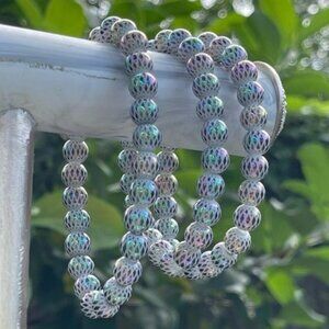 8mm Electroplated Glass Bead Stretch Bracelet